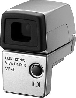 Olympus' VF-3 electronic viewfinder accessory. Image provided by Olympus Europe Holding GmbH. Click for a bigger picture!