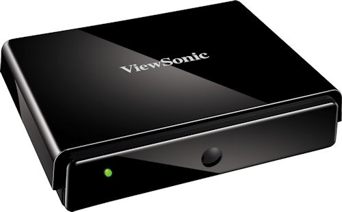 The ViewSonic NexTV VMP75 network media player, top quarter view. Photo provided by ViewSonic Corp. Click for a bigger picture!