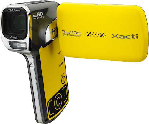 The VPC-CA102YL Dual Camera Xacti flash camcorder. Photo provided by Sanyo Electric Co. Ltd. Click for a bigger picture!