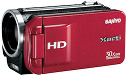 Sanyo VPC-TH1, red body color. Photo provided by Sanyo Canada Inc. Click for a bigger picture!