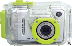 Fujifilm's WP-FXA500 underwater housing. Courtesy of Fujifilm, with modifications by Michael R. Tomkins. Click for a bigger picture!