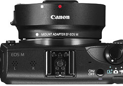 Canon EOS M review -- Mount adapter attached to camera