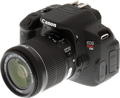 Canon T5i review -- Front quarter shot with 18-55mm lens