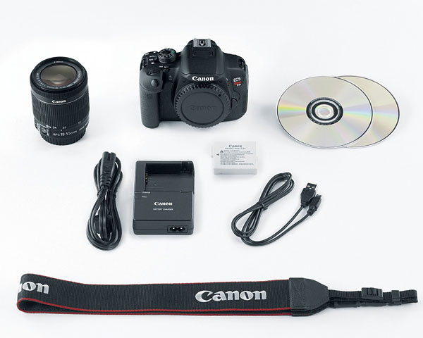 Canon T5i review -- Camera body with bundled accessories