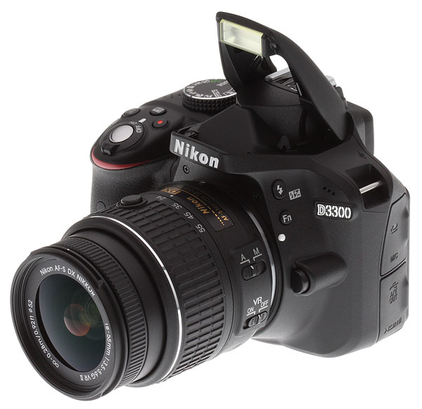 Nikon D3300 Review -- 3/4 shot with flash and kit lens extended