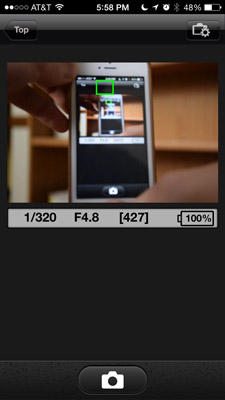 Nikon D5300 Review -- Wi-Fi app screen shot