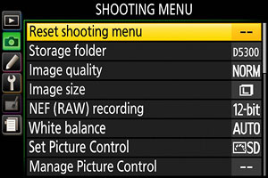 Nikon D5300 Review -- Shooting menu