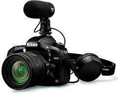 Nikon D610 Review -- D610 with external mic and headphones