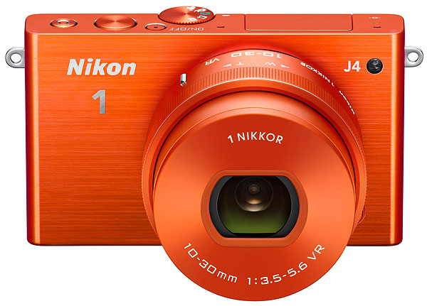 Nikon J4 Review -- top front view, orange