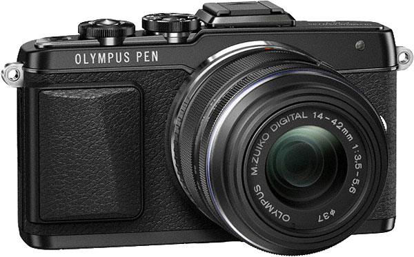 Olympus E-PL7 review -- front right view, black