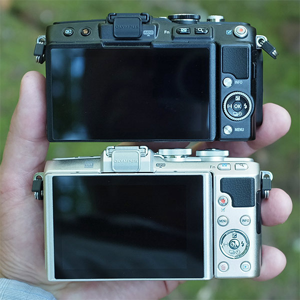Olympus E-PL7 with the Olympus E-PL5 - rear view
