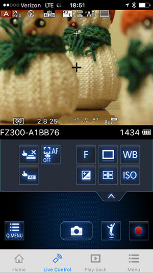Panasonic FZ300 Field Test -- Wireless App Screenshot
