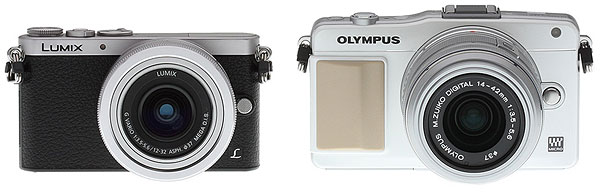 Panasonic GM1 Review -- GM1 vs Olympus E-PM2 front view