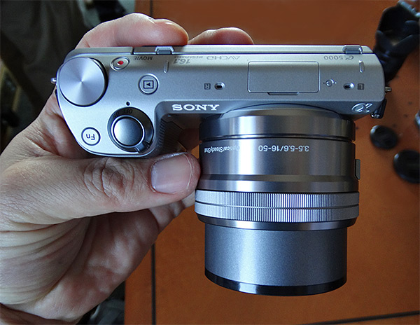 Sony NEX-5T Review -- In hand top view