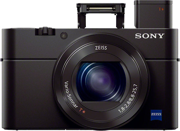 Sony RX100 III Review -- front with flash and EVF deployed