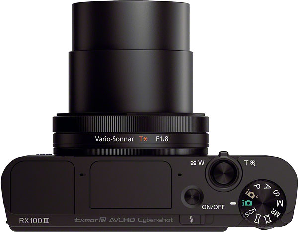 Sony RX100 III Review -- top view, lens extended