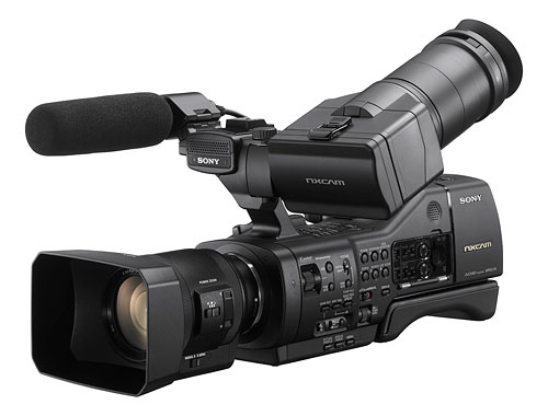 The Sony NEX-EA50UH camcorder ships with a new power-zoom lens. Photo provided by Sony Electronics Inc. Click for a bigger picture!