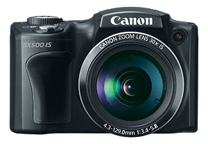 Canon's PowerShot SX500 IS digital camera. Photo provided by Canon. Click for a bigger picture!