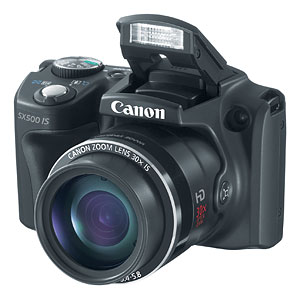 Canon's PowerShot SX500 IS digital camera. Photo provided by Canon. Click for a bigger picture!
