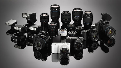 Samsung's NX-series camera family. Photo provided by Samsung.