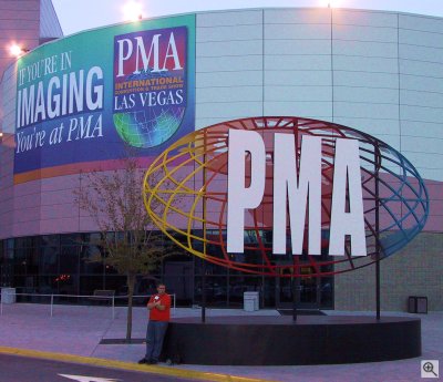 The PMA 2003 logo at the entrance to the show hall. Copyright © 2003, Michael R. Tomkins. All rights reserved.
