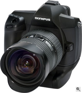Olympus' E-System prototype. Courtesy of Olympus, with modifications by Michael R. Tomkins.