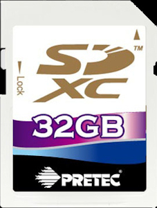 Pretec's 32GB SDXC card. Photo provided by Pretec Electronics Corp. Click for a bigger picture!