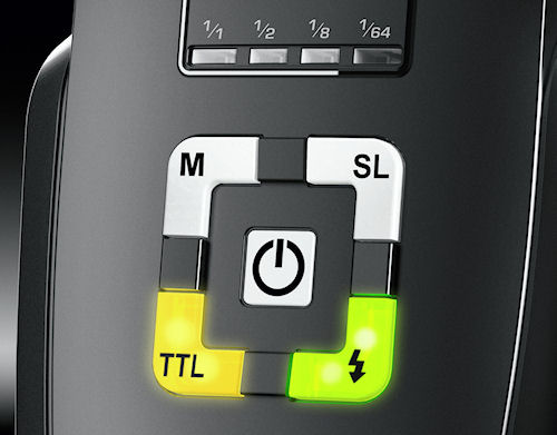 Rear panel control detail of the Metz 44 AF-1 Digital flash strobe. Photo provided by Metz-Werke GmbH & Co KG. Click for a bigger picture!