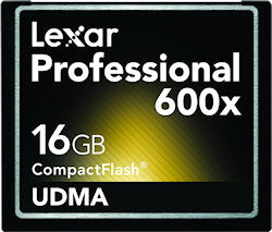 Lexar's 16GB Professional 600x UDMA CompactFlash card. Photo provided by Micron Technology Inc. Click for a bigger picture!