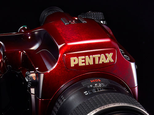 The Pentax 645D Japan has a gold-plated logo. Photo provided by Pentax Imaging Co. Click for a bigger picture!