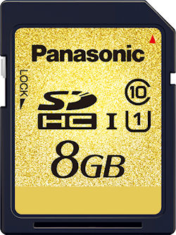 Panasonic's 8GB RP-SDY08G SDHC UHS-I memory card. Photo provided by Panasonic Corp. Click for a bigger picture!