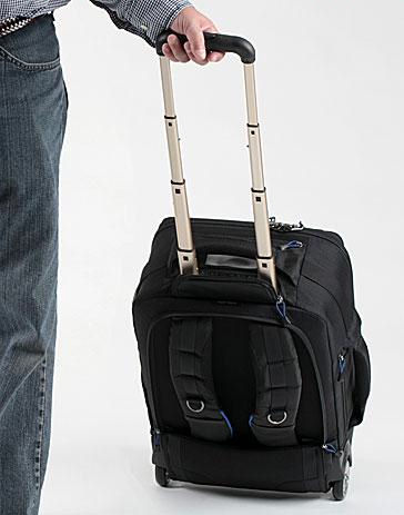 Think Tank Photo's Airport TakeOff rolling camera backpack with shoulder straps stowed. Photo provided by Think Tank Photo.
