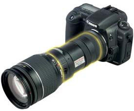 AstroScope 9350EOS-FF Night Vision Module fits between the Canon camera body and lens retaining all electronic lens functions. Photo and caption provided by Sofradir EC Inc.