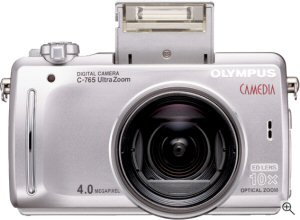 Olympus' C-765 Ultra Zoom digital camera. Courtesy of Olympus, with modifications by Michael R. Tomkins. Click for a bigger picture!