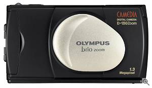 Olympus' Camedia Brio D-150 digital camera,  front view. Courtesy of Olympus. Click for a bigger picture!