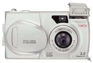 Olympus' Camedia D-550 Zoom digital camera. Courtesy of Olympus, with modifications by Michael R. Tomkins.