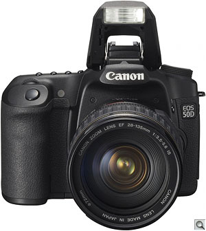 Canon EOS 50D digital SLR. Courtesy of Canon, with modifications by Zig Weidelich. Click for a bigger picture!
