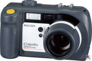 Ricoh's Caplio 500G Wide digital camera. Courtesy of Ricoh, with modifications by Michael R. Tomkins. Click for a bigger picture!