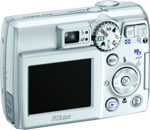 Nikon's Coolpix 4600 digital camera. Courtesy of Nikon, with modifications by Michael R. Tomkins. Click for a bigger picture!