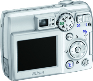Nikon's Coolpix 5600 digital camera. Courtesy of Nikon, with modifications by Michael R. Tomkins. Click for a bigger picture!