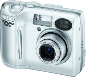 Nikon's Coolpix 5600 digital camera. Courtesy of Nikon, with modifications by Michael R. Tomkins. Click for a bigger picture!
