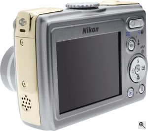 Nikon's Coolpix P3 digital camera. Courtesy of Nikon, with modifications by Michael R. Tomkins. Click for a bigger picture!