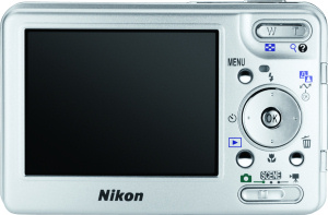 Nikon's Coolpix S1 digital camera. Courtesy of Nikon, with modifications by Michael R. Tomkins. Click for a bigger picture!