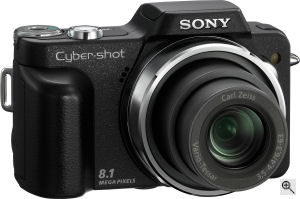 Sony's Cyber-shot DSC-H3 digital camera. Courtesy of Sony, with modifications by Michael R. Tomkins. Click for a bigger picture!