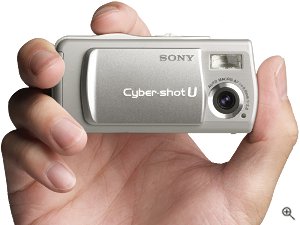 Sony's Cyber-shot U series digital cameras. Courtesy of Sony, with modifications by Michael R. Tomkins. Click for a bigger picture!