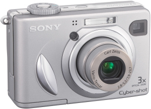 Sony's Cyber-shot DSC-W5 digital camera. Courtesy of Sony, with modifications by Michael R. Tomkins. Click for a bigger picture!