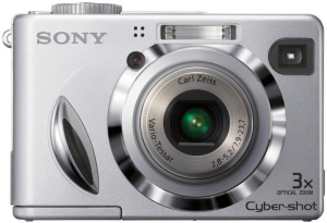 Sony's Cyber-shot DSC-W7 digital camera. Courtesy of Sony, with modifications by Michael R. Tomkins. Click for a bigger picture!