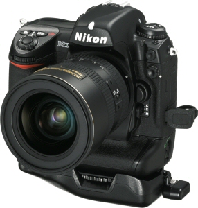 Nikon's D2x digital camera. Courtesy of Nikon, with modifications by Michael R. Tomkins. Click for a bigger picture!