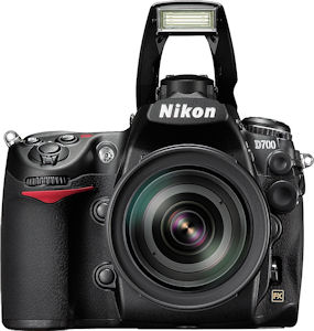 Nikon's D700 digital SLR. Courtesy of Nikon, with modifications by Michael R. Tomkins. Click for a bigger picture!