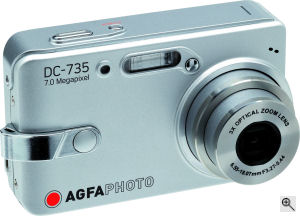 The AgfaPhoto DC-735 digital camera. Courtesy of  plawa-feinwerktechnik GmbH & Co. KG., with modifications by Michael R. Tomkins.  Click for a bigger picture!
